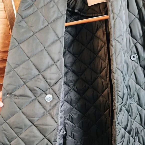 Rebecca Minkoff Quilted Twill Long Coat Black Womens Size S - Picture 6 of 15